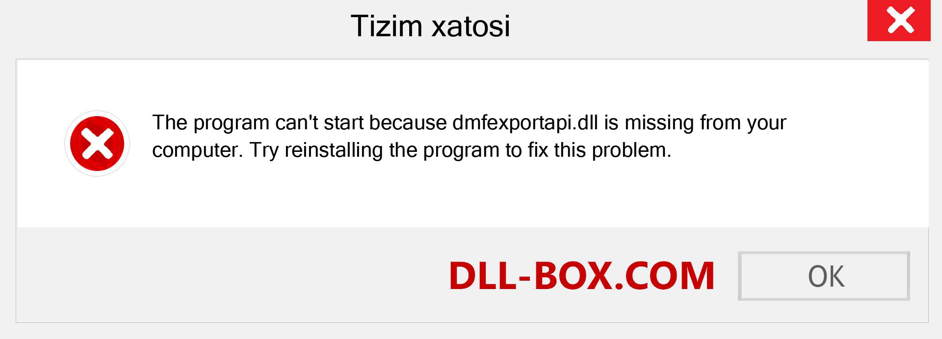 dmfexportapi.dll fayli yo'qolganmi?. Windows 7, 8, 10 uchun yuklab olish - Windowsda dmfexportapi dll etishmayotgan xatoni tuzating, rasmlar, rasmlar